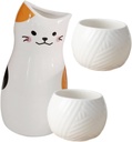 Ciieeo 1set Japanese Traditional Sake Kettle and Cat Cup Ceramic Wine Pot Adorable Cat Design for Home Use and Special Occasions