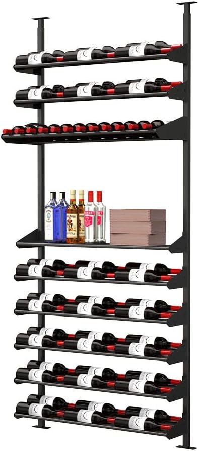 Ultra Wine Racks Showcase Exhibition Wine Display - Black, Modular Wine Rack Kit (Supports 54+ Bottles), 2 Deep Configuration for Wine Cellars, Home Bars, and Kitchens