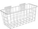 Wire Baskets for Organizing, 11x4x5 Inch Adhesive Hanging Basket, Iron White Hollow Out Hanging Wall Basket for Kitchen Bathroom Pantry Cabinet Bathroom.