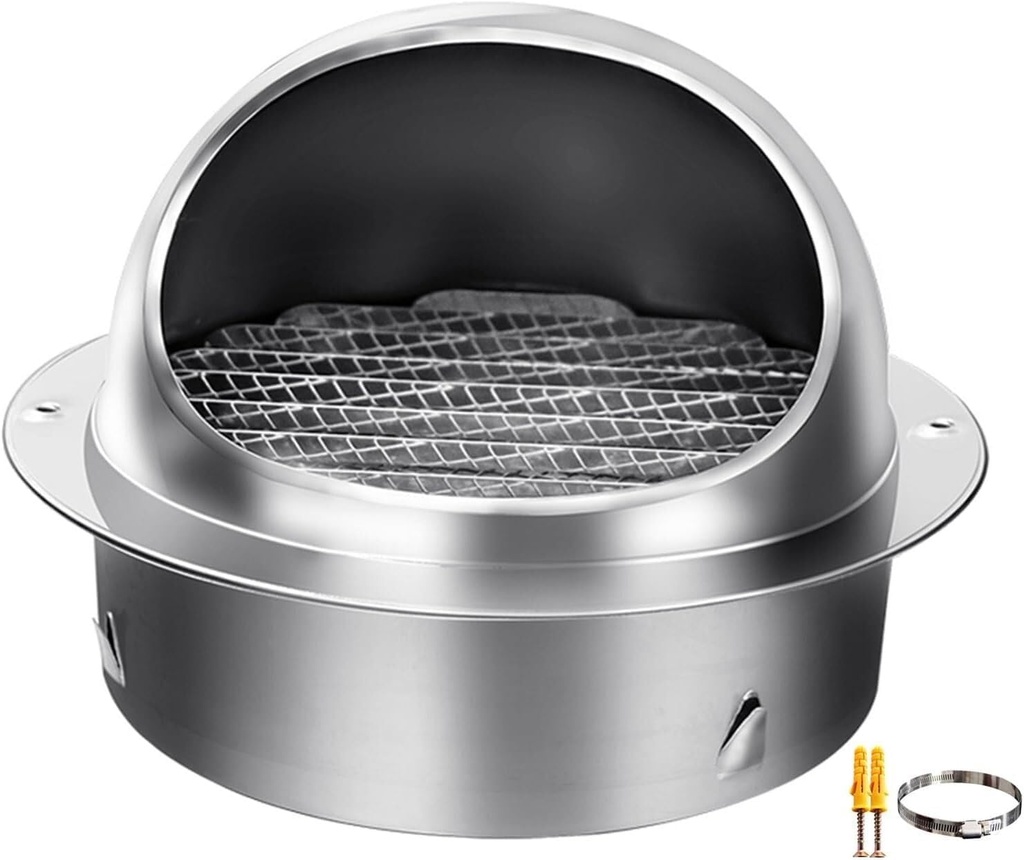 TIST Ceiling Vent Covers 304 Stainless Steel Ventilation Port Household Ventilator Grille Cover Metal Round Wall Flux Vent Round External Chimney Vent(300mm)