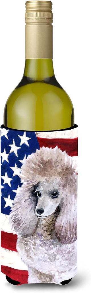 Caroline's Treasures BB9665LITERK Poodle Patriotic Wine Bottle Hugger Bottle Cooler Sleeve Hugger Machine Washable Collapsible Insulator Beverage Insulated Holder