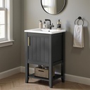 Bathroom Vanity with Sink Cabinet 20 Inch Small Bathroom Vanities Bath Vanity with Solid Wood & MDF Material Sink, Modern Free Standing Storage Cabinet, Open Shelf, Black