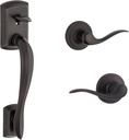 Kwikset Avalon Front Door Handle No Lock, Entry Handleset Exterior with Interior Reversible Handed Lever, Non-Locking, Venetian Bronze, Deadbolt Not Included, with Microban Protection