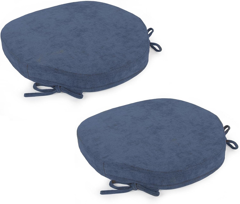 Loveboat Washable Windsor Chair Cushion Chair Seat Cushion for Kitchen, Dining, Farmhouse Navy (Pack of 2)