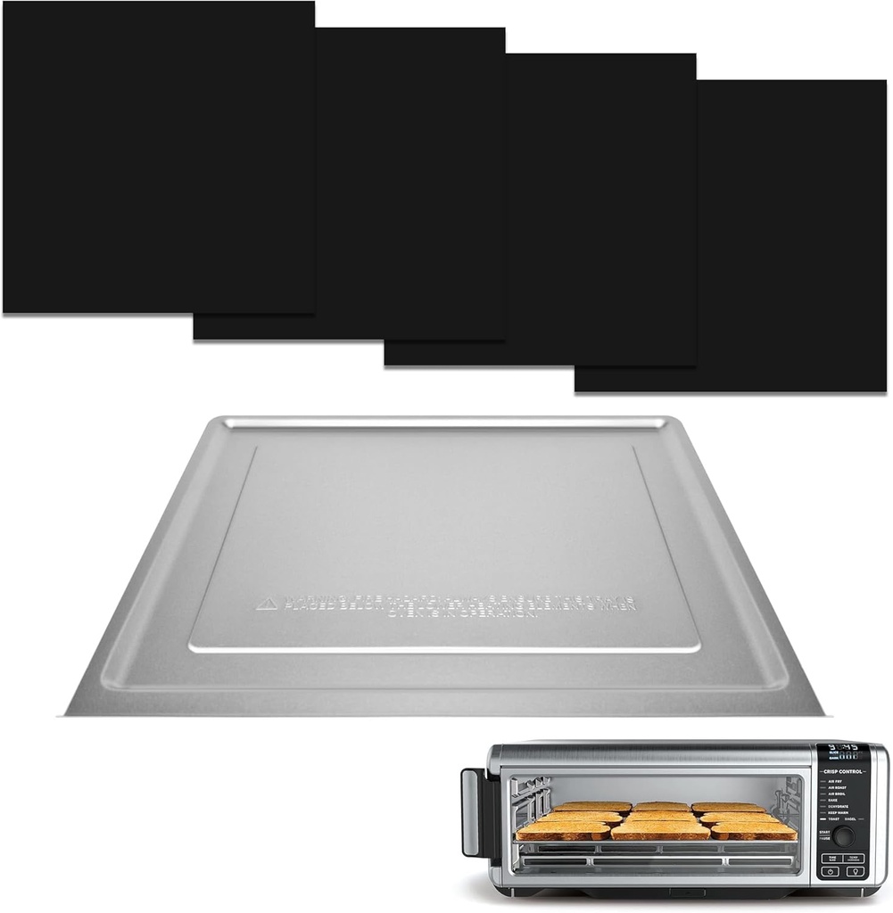 Air Fryer Accessories for Ninja Foodi SP101 Air Fryer Oven, 4pcs Black Liners and 1pack Replacement Crumb tray Pan for Ninja Digital Air Fry Countertop Oven