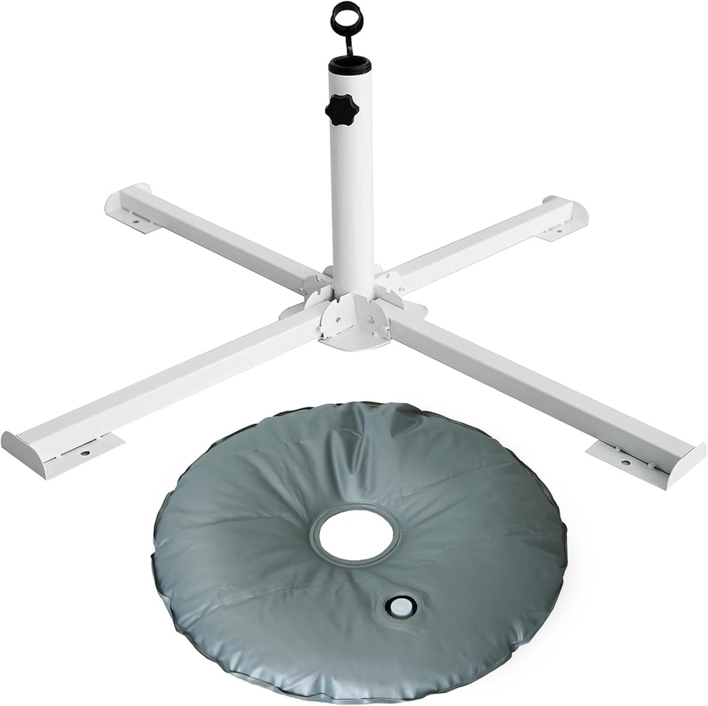 AMMSUN Foldable Portable Beach Umbrella Stand-Portable Patio Umbrella Base Holder,Outdoor Sunshade Anchor,with Weight Bag,Rust Free Tempered Iron Umbrella Stand for Courtyard,Garden,Beach,Grass