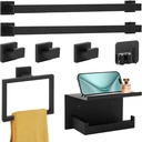 Matte Black Bathroom Hardware Set, 23.6 Inch Black Towel Bar Set, Bathroom Accessories Set SUS304 Stainless Steel Towel Racks for Bathroom Wall Mounted
