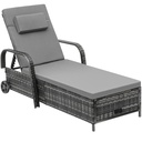 YITAHOME Outdoor Wicker Chaise Lounge Chair w/Storage, Rattan Patio Pool Lounger with Adjustable Backrest, Arm, Cushion, Pillow and Wheel for Poolside Backyard Garden Porch Beach