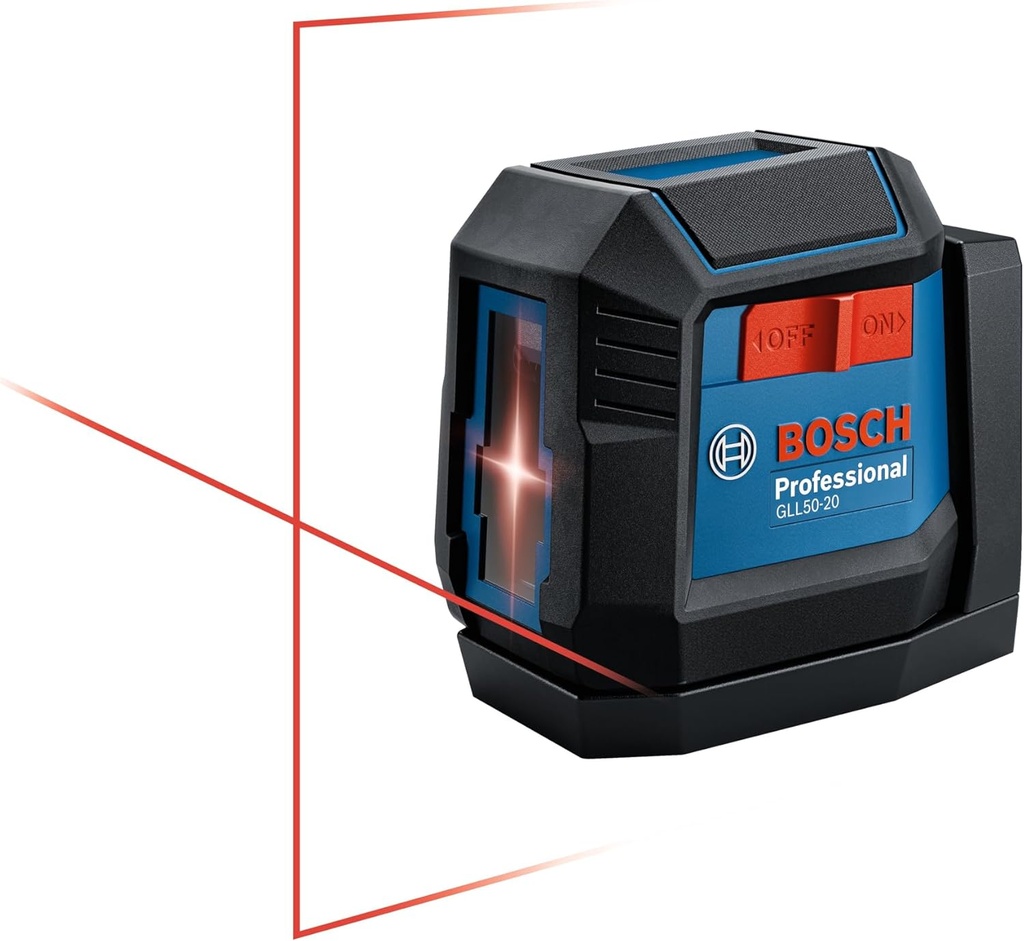 BOSCH GLL50-20 50 Ft Self-Leveling Cross-Line Laser, Includes Integrated Magnetic Mount & 2 AA Batteries