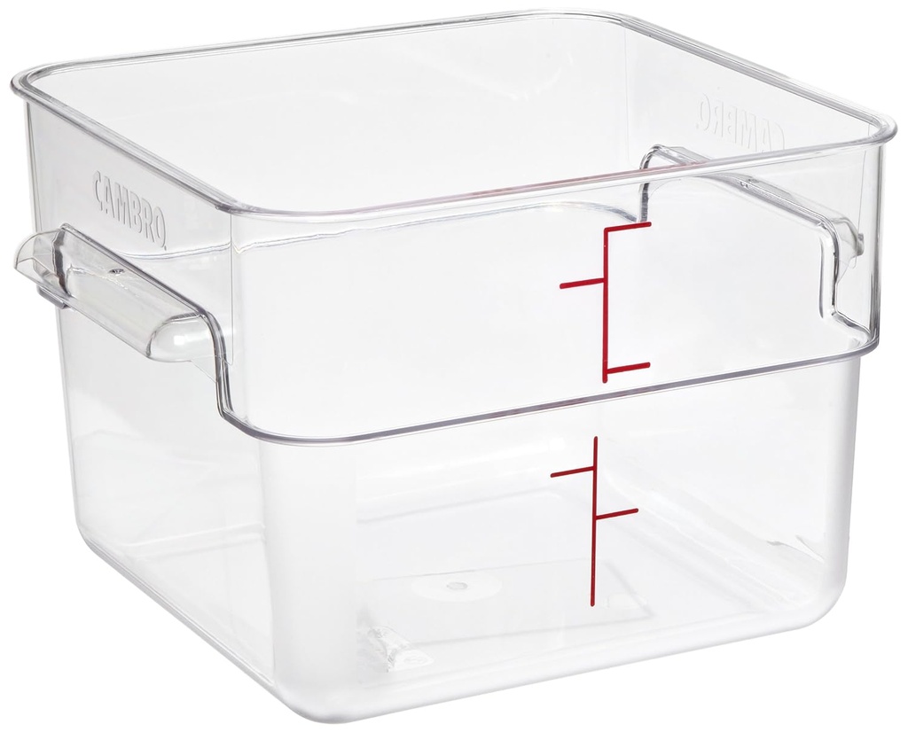 Cambro 12SFSCW 12 qt Capacity, 11-1/4" Length x 12-1/4" Width x 8-1/4" Height, CamSquare Camwear Clear Polycarbonate Food Storage Container (Cover Sold Separately)