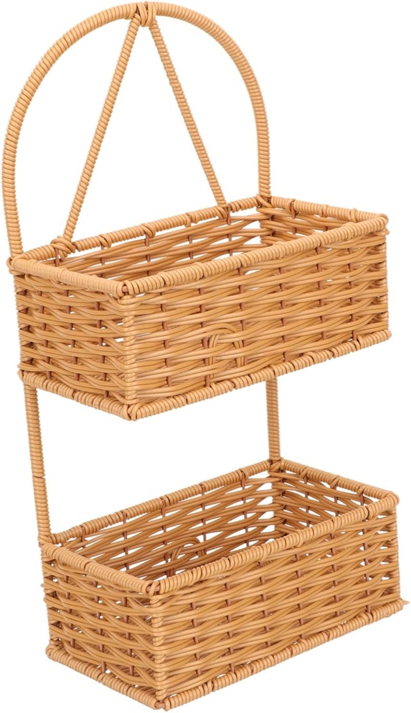 Woven Hanging Storage Basket with Handle Wall Mounted Organizer for Kitchen Bathroom Bedroom and Balcony Multi Purpose Home Supplies Basket for Light and Heavy Items Brown Square