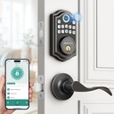 DS10 Pro Keyless Entry Door Lock with Handle - 2 Lever Handles, Bluetooth APP Control, Fingerprint Door Locks, Electronic Keypad Deadbolt Lock, Smart Doors Lock, Auto-Lock, Oil Rubbed Bronze