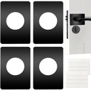 6 PCS Door Reinforcement Plate, Adhesive Door Handle Fixing Cover, Door Hole Cover Plate, Door Knob Backplate for Interior Doors (Black)