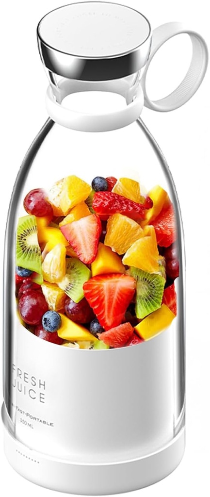 Mini Portable Blender (Clear), Cordless, Food Grade Material, 12fl oz, Magnetic Charging, Waterproof, Fresh & Light, Personal Blender for Shakes & Smoothies - White