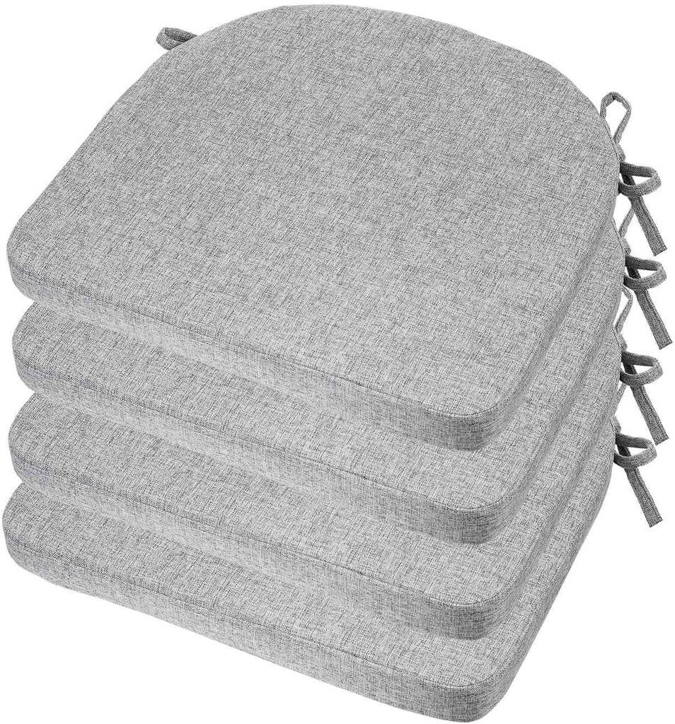 Outdoor Chair Cushions Set of 4, 17" x 17" x 2" Patio Chair Cushions for Outdoor Furniture, Indoor Dining Seat Chair Pads with Ties, for Patio, Garden, Living Room, Grey