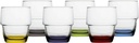 Water Glass Colour Base Set of 6 Stackable Unbreakable Coloured Ecozen Party, Transparent