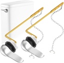 2PCS Toilet Handle Replacement Kit, Side Mount Universal Toilet Bowl Kit, Chrome Toilet Tank Trip Lever with Stainless Steel Rod & Flapper Chains for Most Toilets.