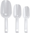 3 Pcs Clear Thickened Plastic Ice Scoops, Food-Safe Ice Scoop Set for Ice Buckets, Includes Small, Medium, and Large Sizes for Freezer Use