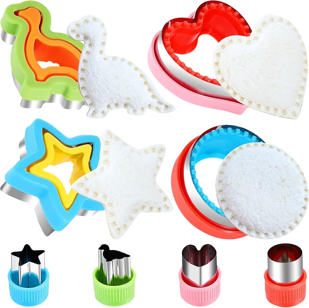 Sandwich Cutter and Sealer, Bread Decruster Maker, Fruit, Vegetable, Cookie Cutters for Kids Bento Box, Heart, Star, Dinosaur, Circle Shapes