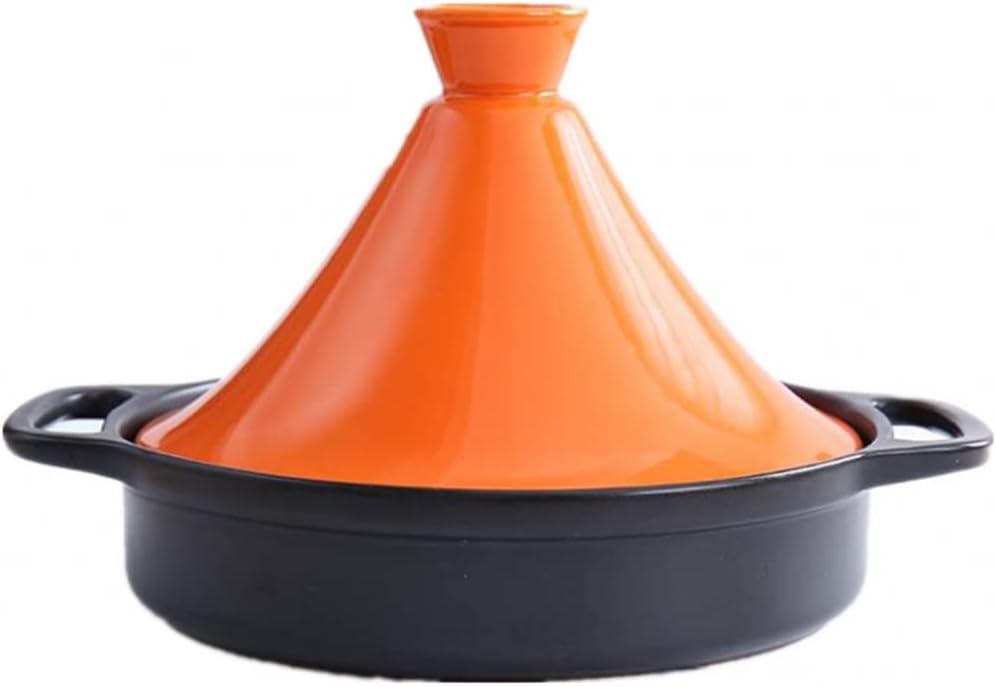 Ceramic Pot Cooking Pot, Used for Cooking and stewing Casserole Slow Cooker, with 2 Handles and lid, Suitable for Different Cooking Styles in Home Kitchen-Orange