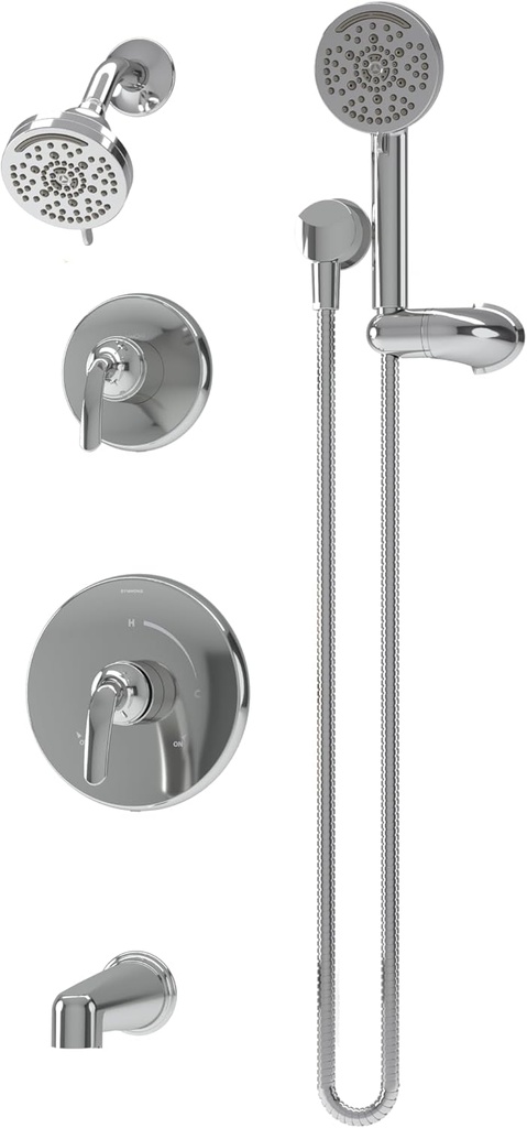 Elm Two Handle Wall Mounted Tub and Shower Trim Kit with Hand Shower in Polished Chrome (Valves Not Included) - 559615TRM