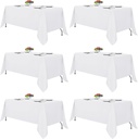 Fitable White Tablecloths for Rectangle Tables, 6 Pack - 70 x 120 Inches - Reusable and Washable Table Clothes for 6-8 Ft Tables, Polyester Fabric Table Covers for Wedding, Party, Banquet