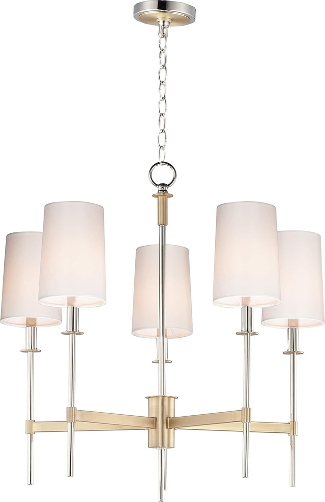Maxim Uptown 5 Light Medium Chandelier with Satin Brass/Polished Nickel Finish