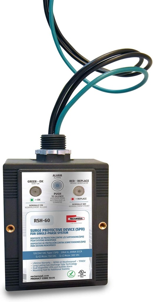 RectorSeal RSH Surge Protectors 96416 Surge Protector, Multi-Use, Electrical, 120-240 VAC