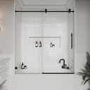 Bathtub Sliding Shower Doors 56-60 W x 66" H Soft Closing System Width Adjustable 5/16"(8mm) Easy Clean Tempered Glass Door Frameless (Matte Black)