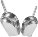 2Pcs Stainless Steel Multi-Purpose Scoop Set for Ice Flour Grain and French Fries Heavy Duty Kitchen Utensils Comfortable Handle
