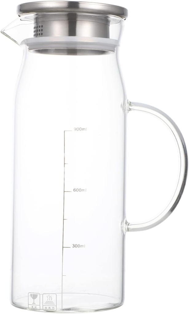 VICASKY High Temperature Resistant Glass Pitcher Large Capacity Cooling Beverage Jug for Iced Tea Water Juice Lightweight Compact Water Carafe for Refrigerator Use