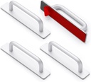 Ravinte Adhesive Cabinet Handles Self Stick Drawer Pulls Stick on Handle Silver Cabinet Pulls No Drilling Push Pull Helper for Kitchen Cabinet Window Sliding Closet Door Handle - 5.83", 4 Pack