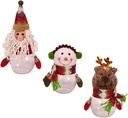 3pcs Christmas Candy Storage Jar Transparent Santa Snowman and Reindeer Decor for for Cookies Chocolates and Festive Gifting