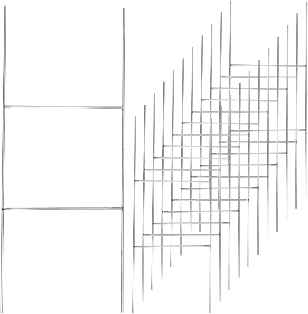 12 Pack Heavy Duty Metal H Frame Wire H Stakes, 17.5'' x 7'' Yard Sign Stake for 4mm Corrugated Signs