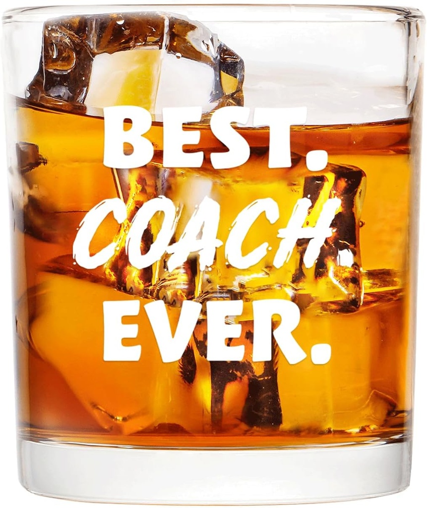 Futtumy Best Coach Ever Whiskey Glass, Coach Gifts for Men, Basketball Coach Gifts, Baseball Coach Gifts, Best Coach Gifts for Soccer Softball Volleyball, 10 Oz