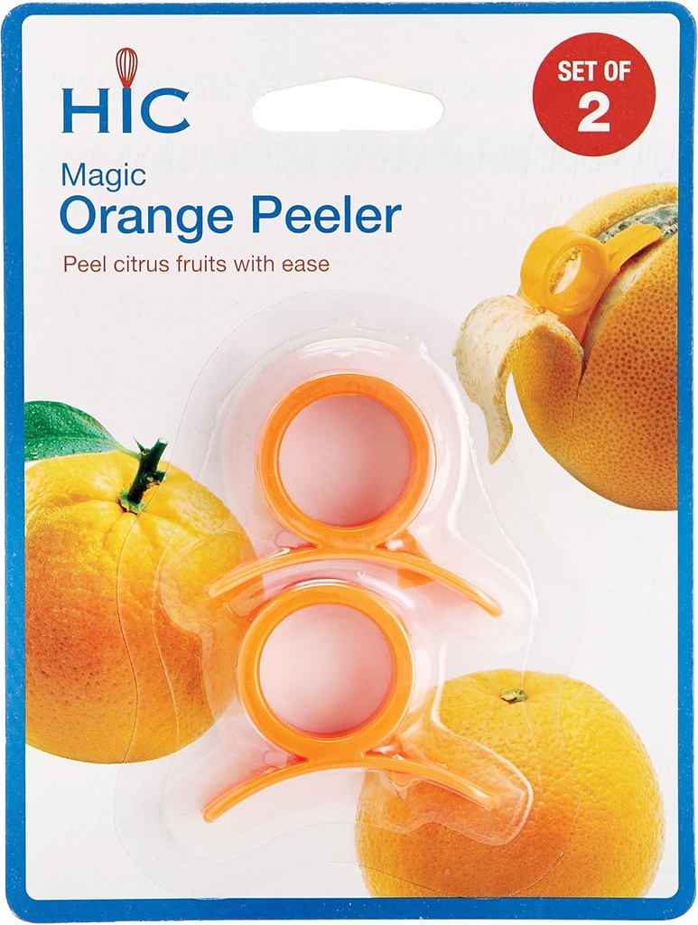HIC Kitchen Magic Orange Peelers with Safety Blade, BPA-Free Plastic, Set of 2