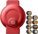 Nine-in-One Multifunctional Breakfast Electromechanical Cake Pan Waffle Maker Home Breakfast Machine Smart Timer Temperature Control Baking Pan Removable Double-Sided Heating School Hotel,Red