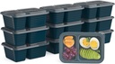 Bentgo Prep - 2-Compartment Snack Containers with Lids - Reusable, Microwaveable, Durable, PFAS & BPA-Free, Freezer and Dishwasher-Safe Meal Prep Food Storage - 10 Trays & 10 Lids (Deep Teal)