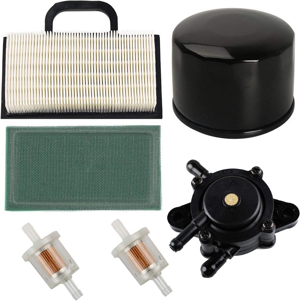 HIFROM 808656 Fuel Pump 698754 499486 Air Pre Filter Oil Fuel Filter Kit Compatible with 691007 Intek V-Twin 18-26 HP Engines Lawn Mower Parts