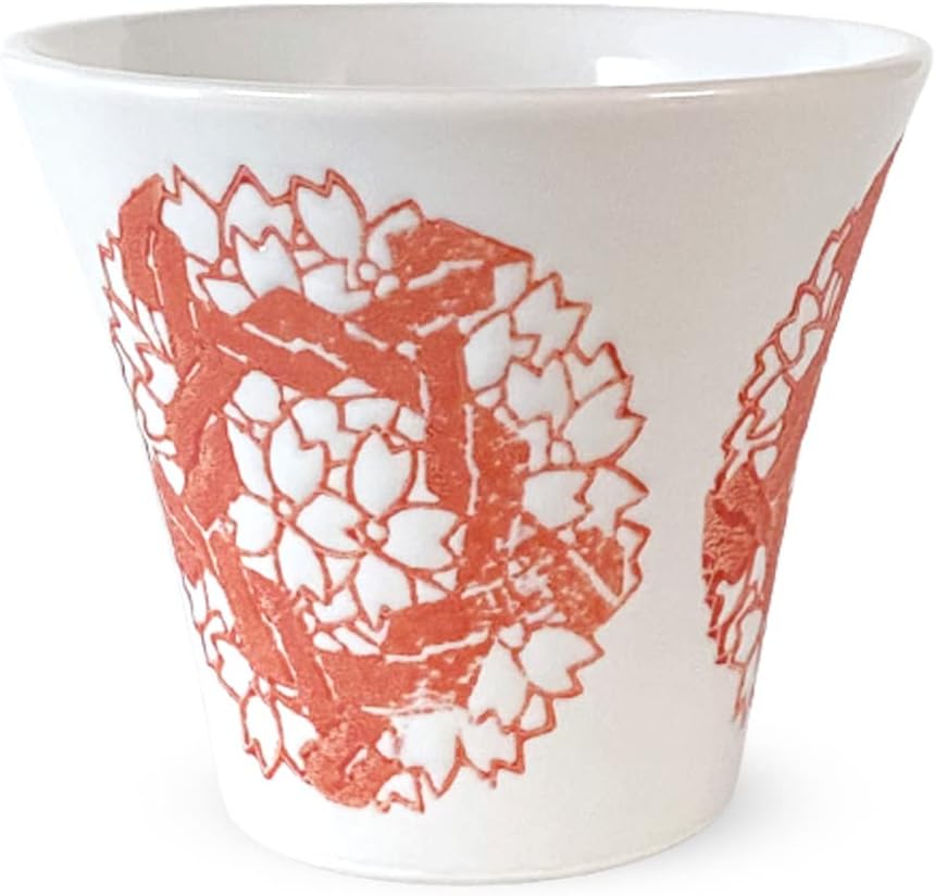 J-kitchens Cup (Tacup), Hasami Ware Made in Japan, 4.6 fl oz (130 cc), Round Pattern Cherry Blossom, Cup, S, Red