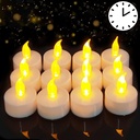 Tea Lights with Timer, 6 Hours on and 18 Hours Off in 24 Hours Cycle Automatically,12 Pack Flickering Battery Flameless LED Tea Lights Candles Timer in Warm Yellow for Home Decorations