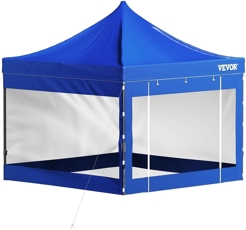 VEVOR 10x10 Pop Up Canopy Tent, Outdoor Canopy with Removable Sidewalls and Wheeled Bag, Instant Portable Shelter, UV-Resistant Waterproof Gazebo Patio Tents for Parties, Camping, Commercial, Blue