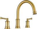 Brushed Gold Roman Tub Faucet, Antique Bathtub Faucet Set 3 Hole, High Flow Bath Tub Faucet 12-16 inch Widespread, Solid Brass Tub Filler 2 Handle 360° Swivel Spout Rough-in Valve(B2307-BG)