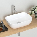 J-FAMILY 18.3'' x 13'' Bathroom Vessel Sink White Porcelain Ceramic Sink Bowl Above Counter Oval Wash Basin Vanity Sink Lavatory Art Basin