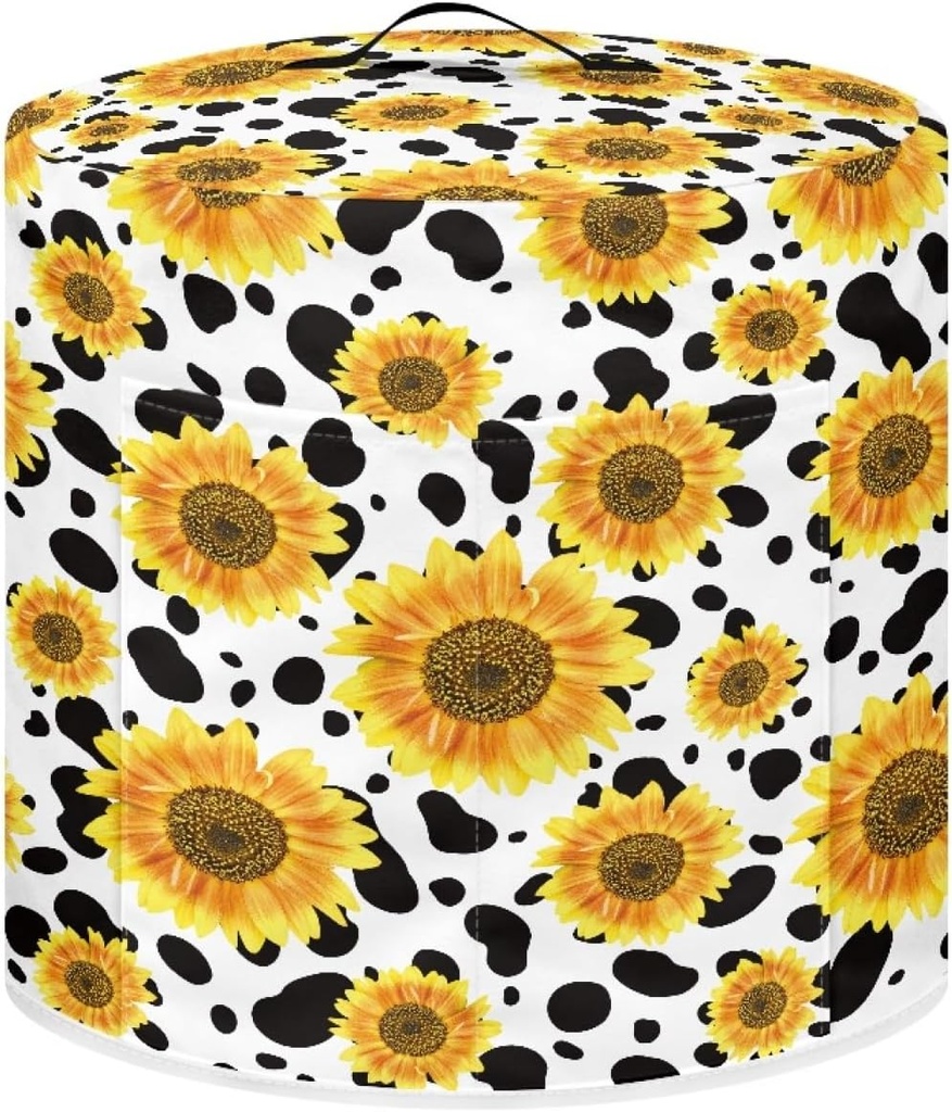 Pressure Cooker Dust Cover with Sunflower Cow Deisgn,Air Fryer Covers Extra Large,Home Appliance Round Protective Cover Food Steamer Cover