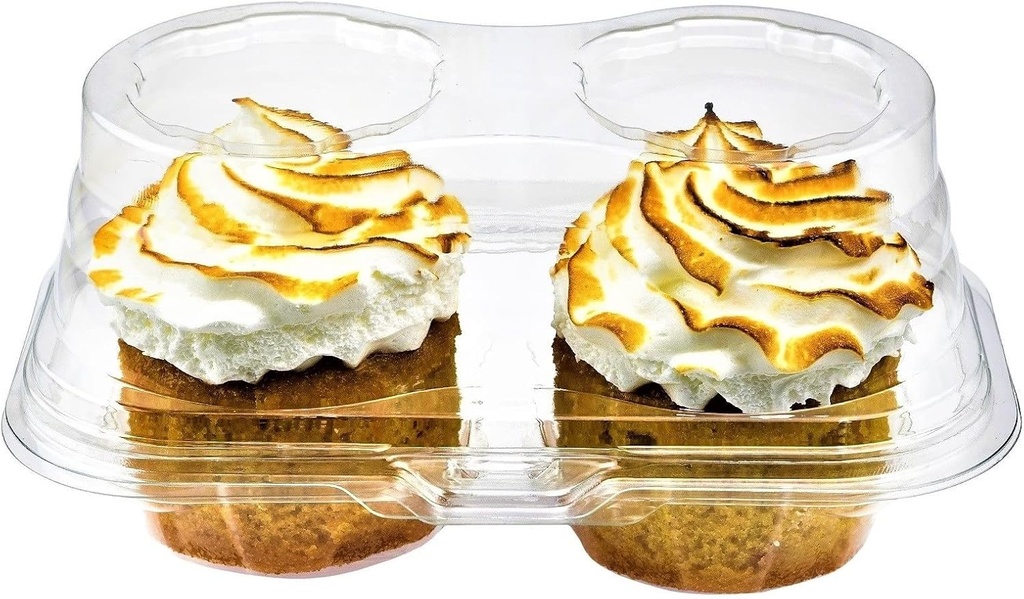 Green Direct 2 Compartment Disposable Cupcake Containers | Clear Cupcake Boxes Airtight | Stackable Cupcake Holders With Lid | Cupcake Plastic Containers Dome Cupcake Carrier BPA Free 10