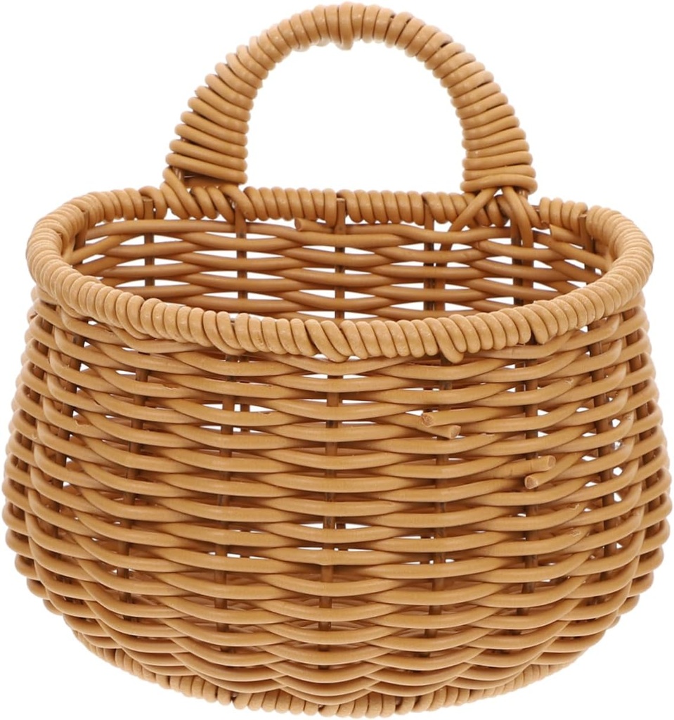 Wall-Mounted Imitation Rattan Storage Basket Plastic Storage Baskets for Kitchen Sundries Versatile Container Decorative Design for Organizing Eggs and Household Items