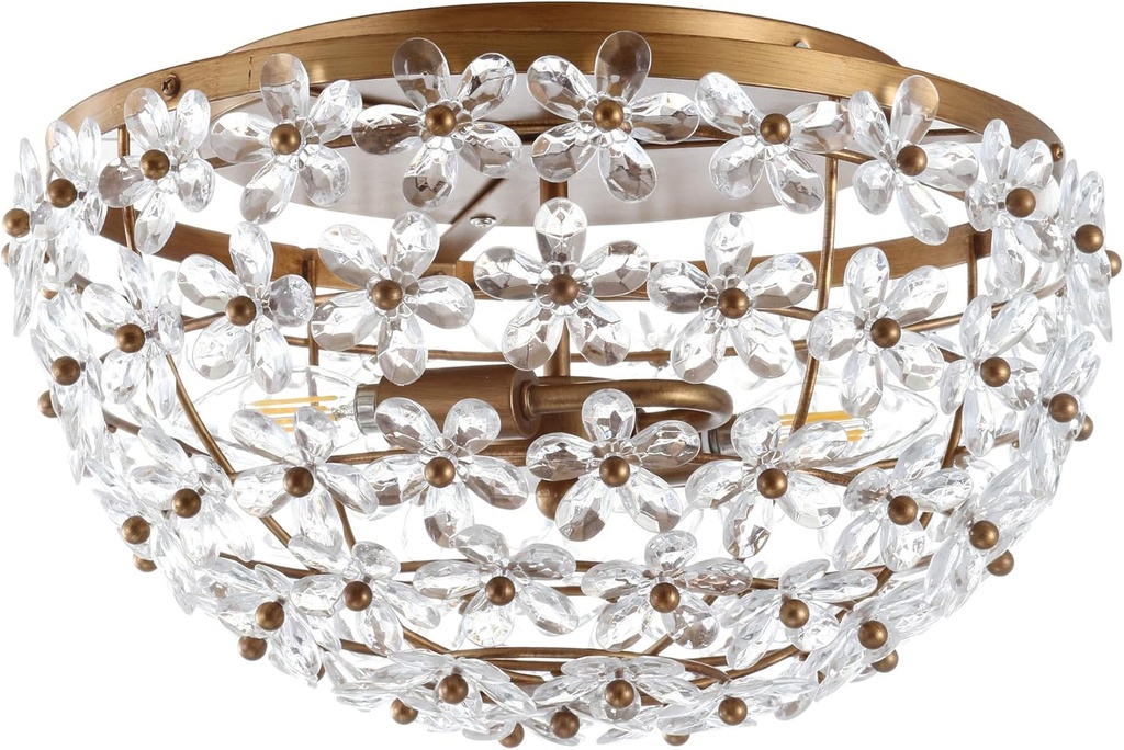 JONATHAN Y JYL9043A Isabelle 15.5" Metal/Acrylic LED Flush Mount Traditional,Glam,FrenchCountry,Cottage Dimmable, 2700K Cozy Warm Light, for Kitchen,Hallway,Bathroom,Stairwell, AntiqueGold