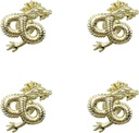 4 Pcs Creative Dragon Drawer Knob Animal Handles Zinc Alloy Decoration Dresser Cabinet Cupboard Wardrobe Drawer Door Knob Hardware (Gold)
