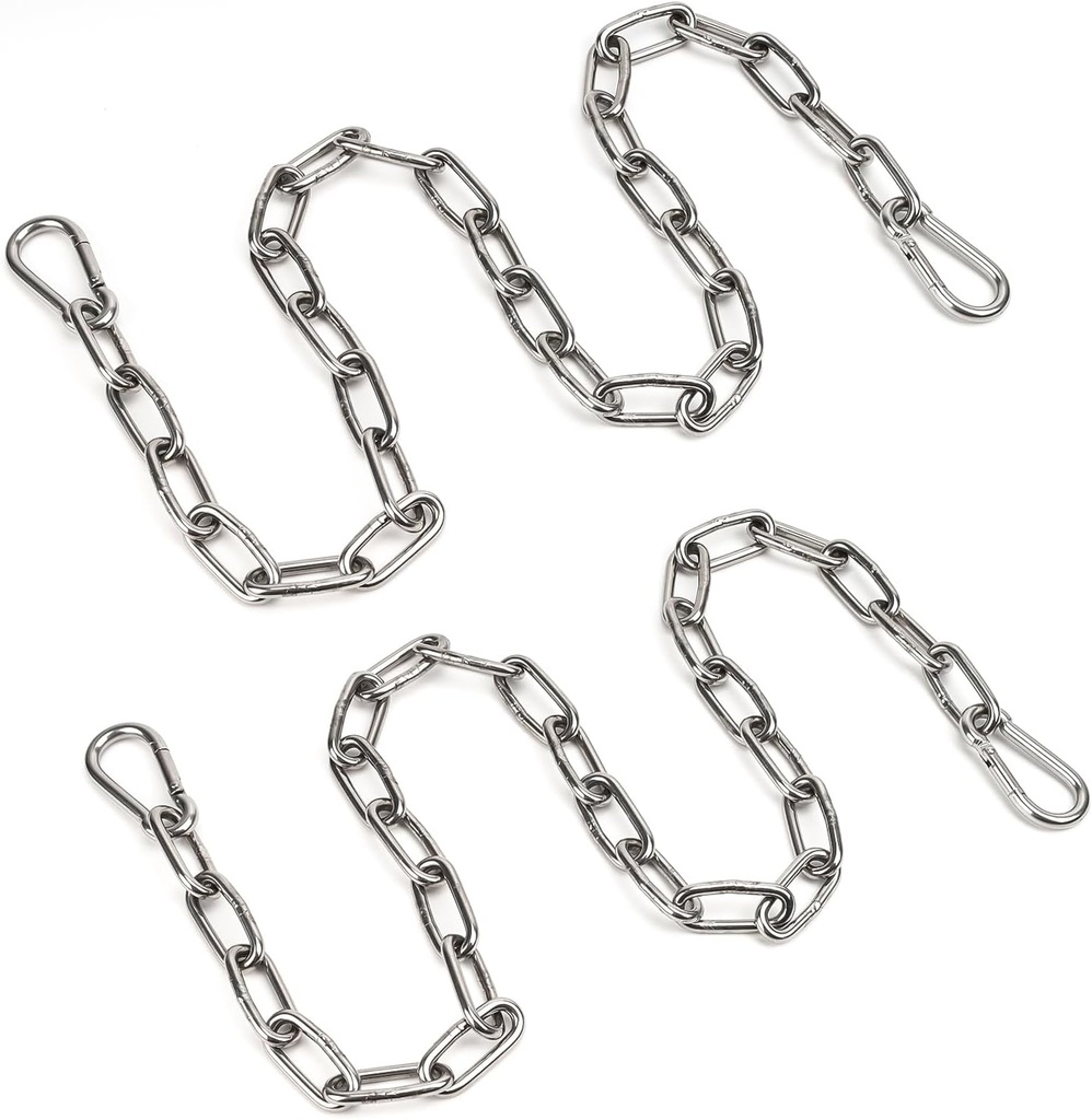 2 Pack Outdoor Fence Gate Chains, 5/32 x 36 Inch Mental Chain Fence Lock with Spring Hooks Easy to Open and Close, Silver Safety Gate Chain Link for Livestock, Ranch, Barn Urkupoo (Extended)